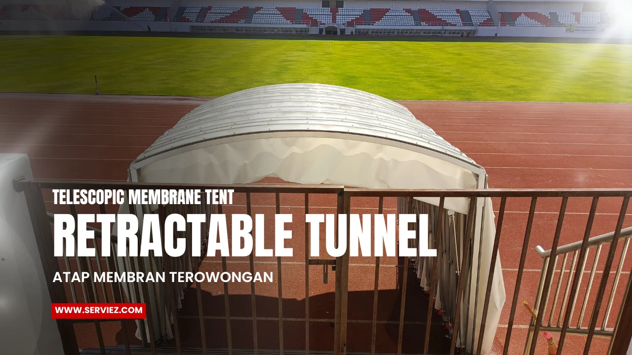 Retractable telescopic tunnel membrane tent (10)