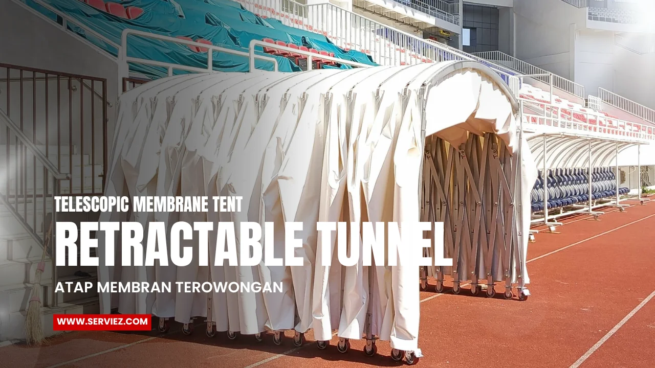 Retractable telescopic tunnel membrane tent (11)