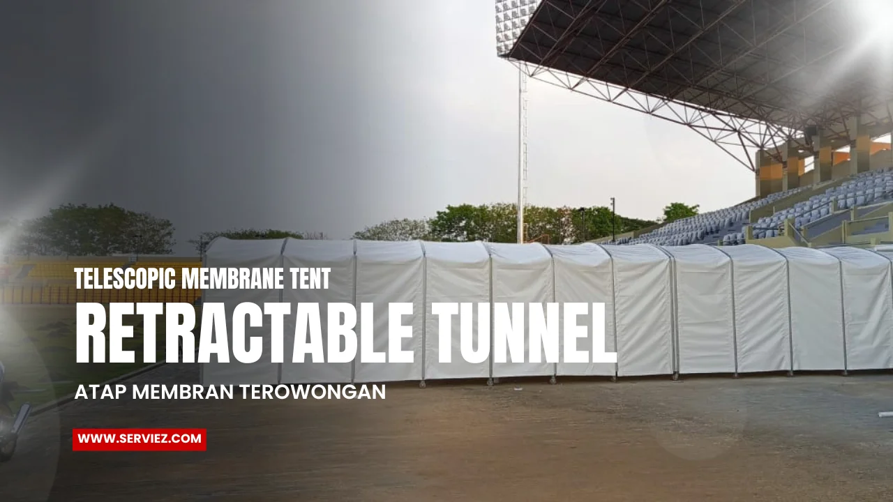 Retractable telescopic tunnel membrane tent (6)