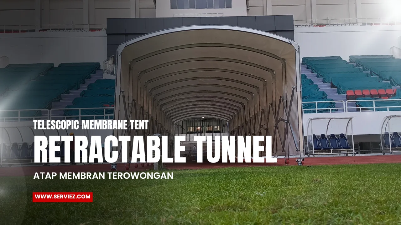 Retractable telescopic tunnel membrane tent (8)